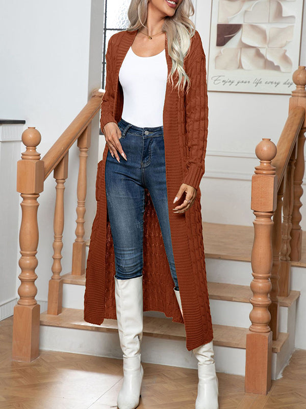 Solid Color Split-Joint Long Sleeves Loose Cardigan Coats