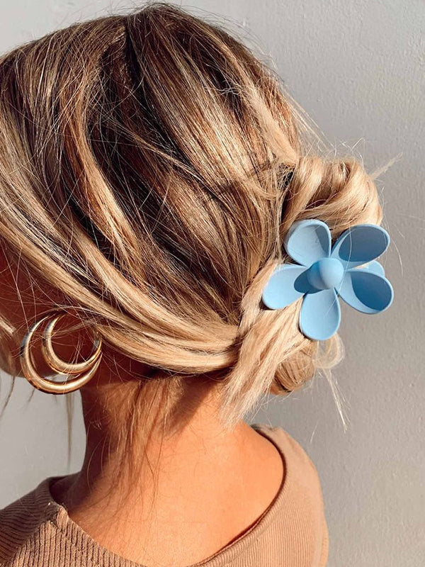 Flower Shape Solid Color Hair Clips