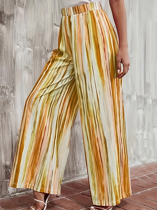 Elasticity Striped Roomy Plus Size Trousers Pants