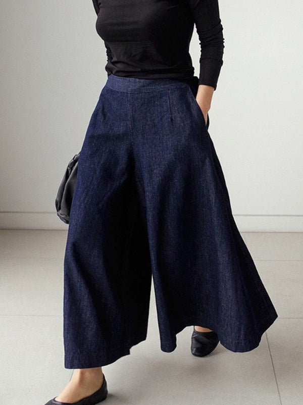 Loose Wide-Leg Empire Jean Pants