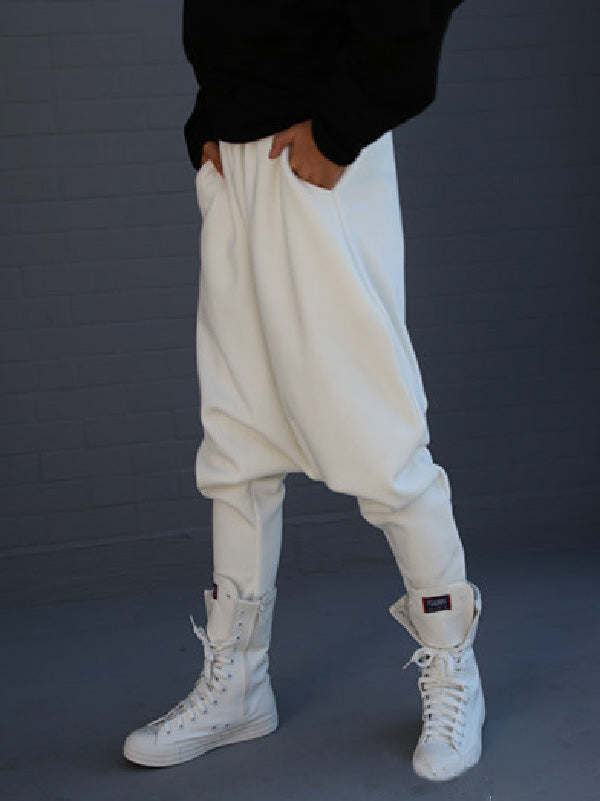 White Simple Harem Pants