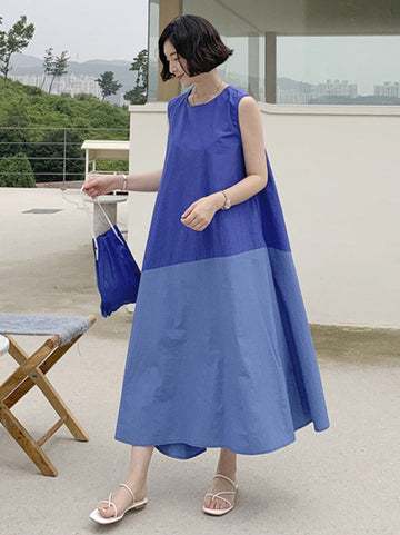 Casual A-Line Split-Joint Sleeveless Long Dress