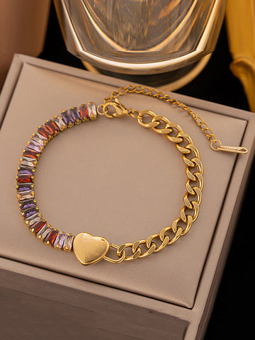 Adjustable Heart Shape Rhine Stones Bracelet Accessories