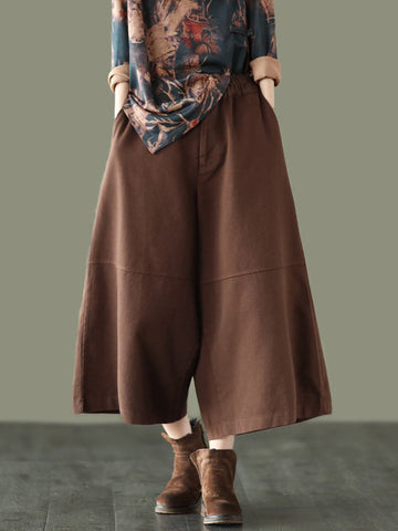 Simple Wide Leg Loose Solid Color Casual Pants Bottoms