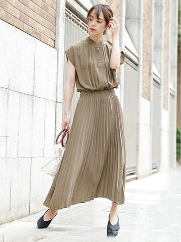 Chiffon 5 Colors Loose Pleated Split-Joint Dress