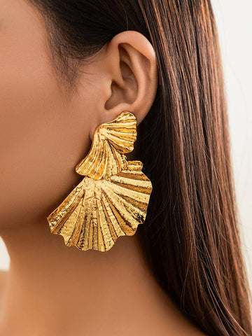 Geometric Leaves Shape Solid Color Drop Earrings