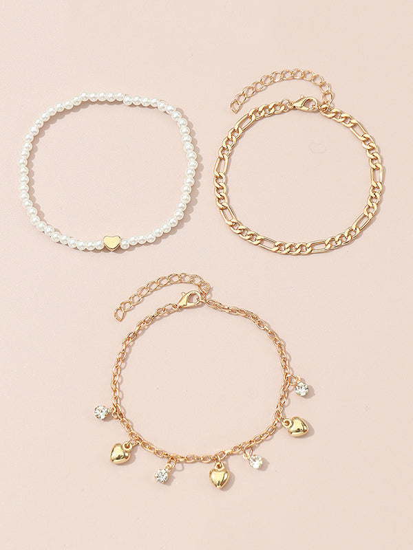 Beaded Chains Tasseled Triple Layered Anklets