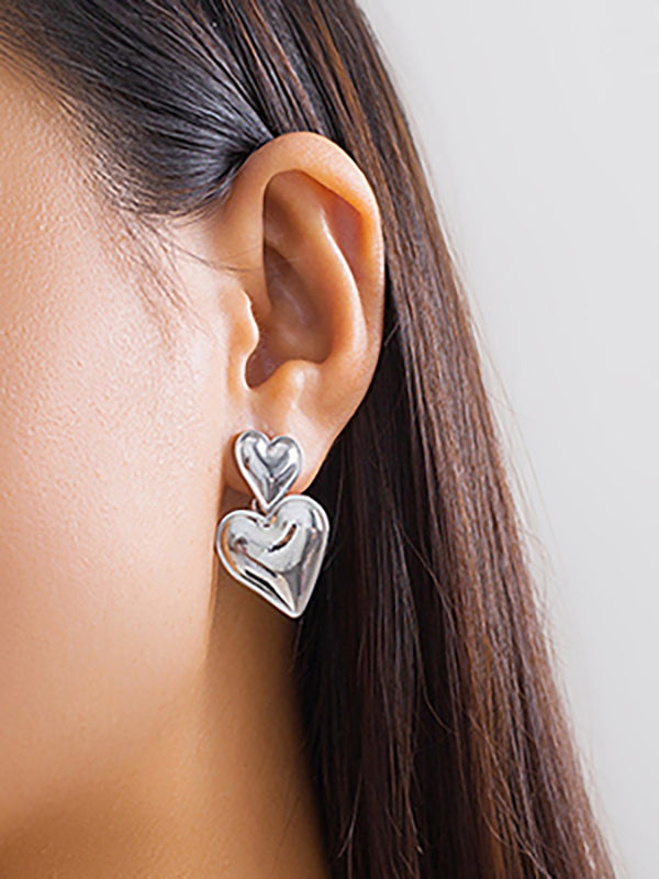 Heart Shape Solid Color Normcore Drop Earrings