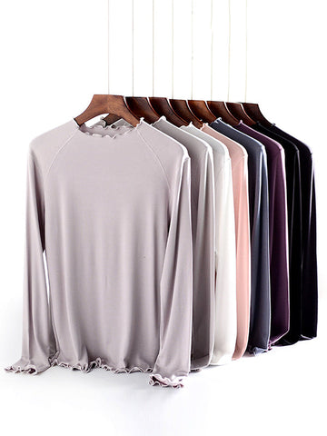 7 Colors Solid Color Long Sleeves T-Shirt Top