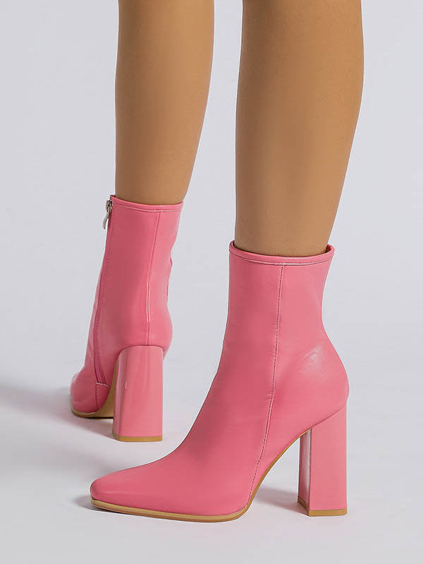 Pointed-Toe Split-Joint Zipper Pumps Boots