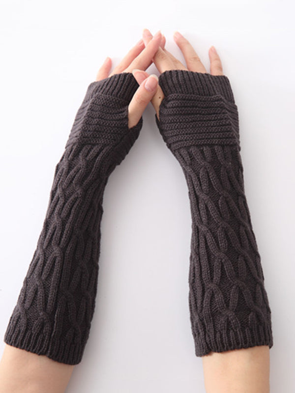 Solid Color Keep Warm Jacquard Knitted Sleevelet