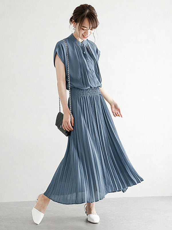 Chiffon 5 Colors Loose Pleated Split-Joint Dress