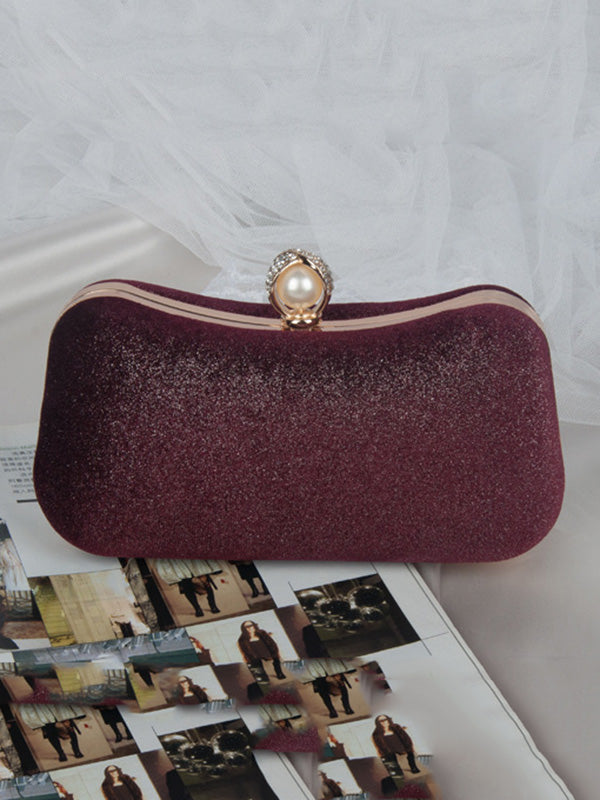 Vintage Solid Color Velvet Hand Bag