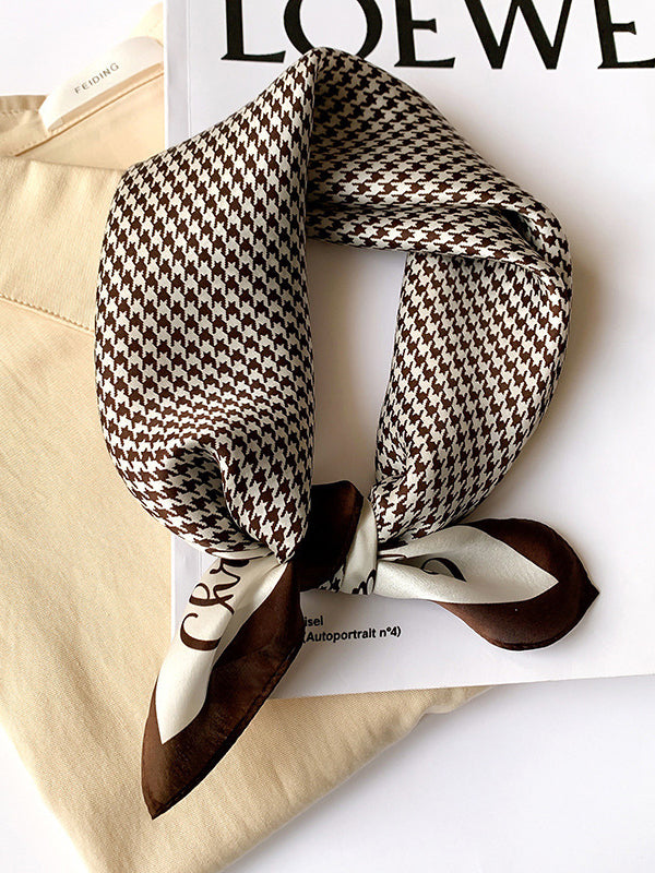 Houndstooth Letter Print Square Scarf