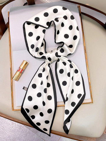 Vintage Polka-Dot Printed Hair Band& Silk Scarf