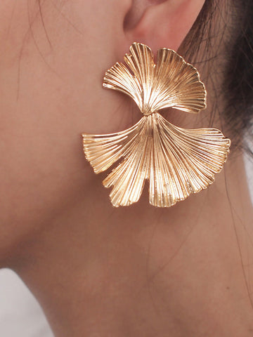 Geometric Leaves Shape Solid Color Drop Earrings