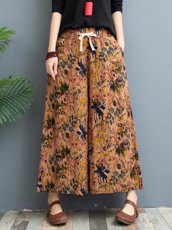 Original Creation Loose Wide Leg Printed Casual Pants Bottoms