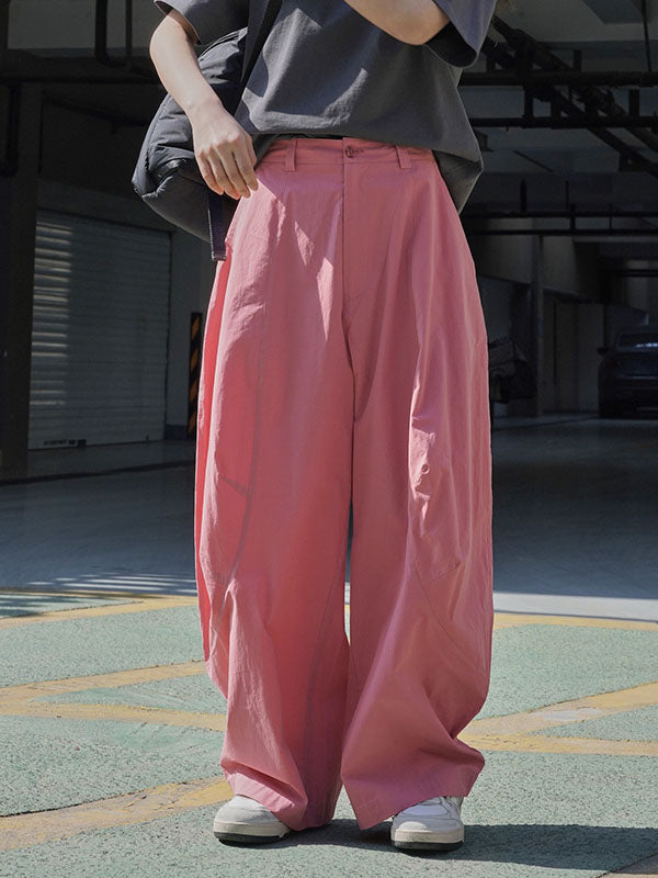 Solid Color Split-Joint Loose Wide Leg Trousers Casual Pants Bottoms