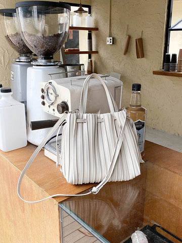 Drawstring Pleated Solid Color Handbags Crossbody Bags