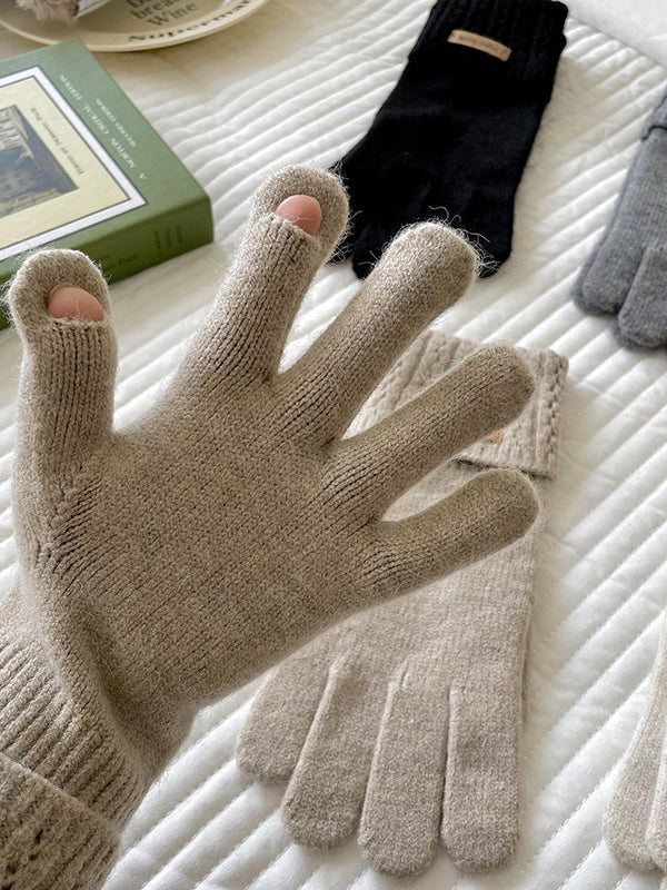 Jacquard Keep Warm Touch Screen Velvet Gloves Accessories