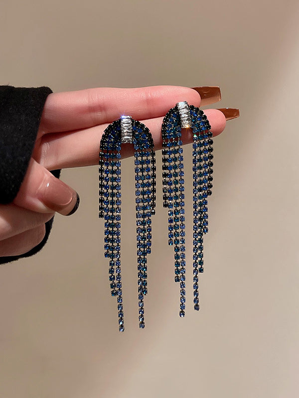 Urban Blue Tasseled Earring