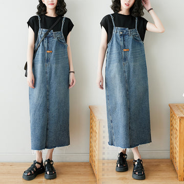 Plus Size Dress | Denim Overall Dress | Solid Color Dress