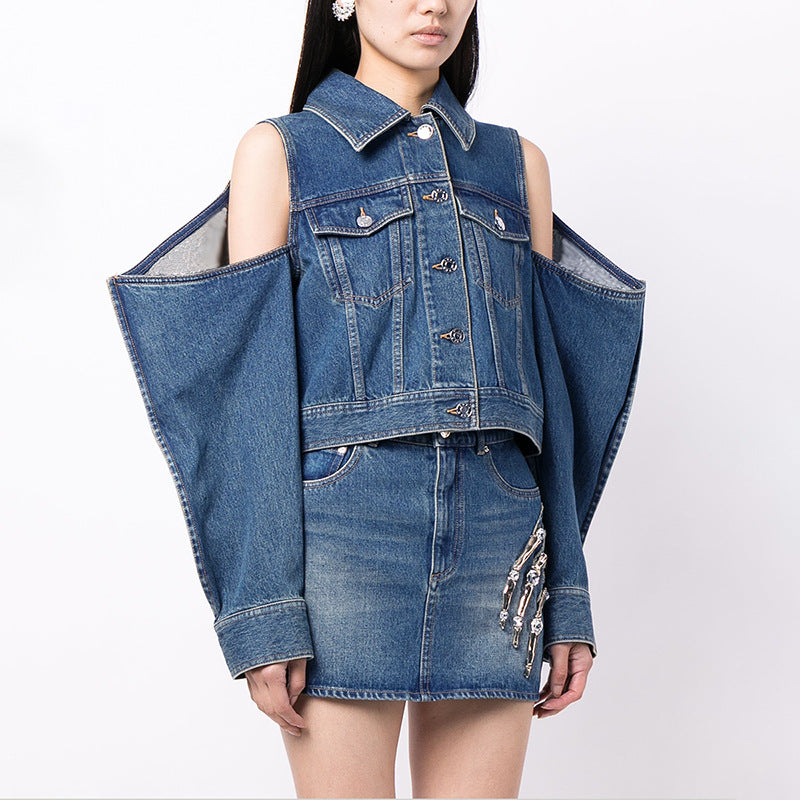 Trendy Denim Jacket | Hollowed-out Jacket | Drop-shoulder Jacket