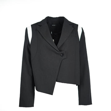 Stylish Black Contrast Stitching Short Suit Jacket