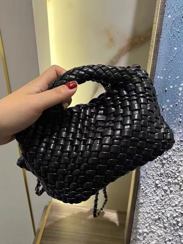 Solid Color Woven Handbags Bags