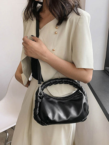 Pleated Split-Joint Woven Handbags Crossbody Bags Bags