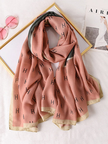 H Print Warm Sun-Proof Silk Scarf