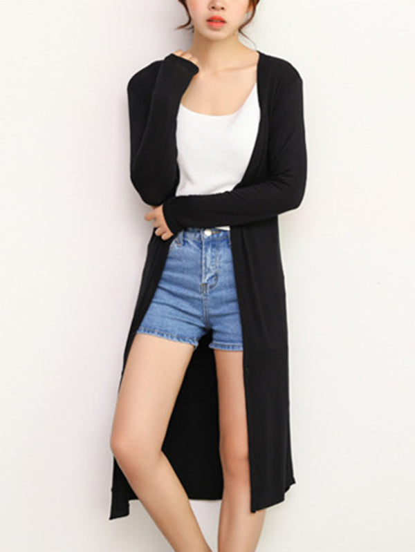 Casual Loose Long Sleeves Solid Color Outerwear