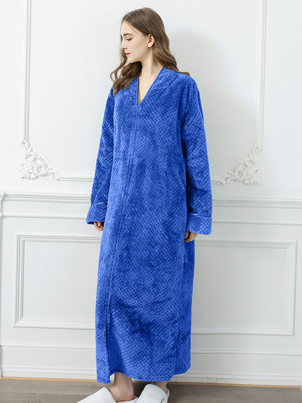 Comfortable Solid Flannel Pajama Robe