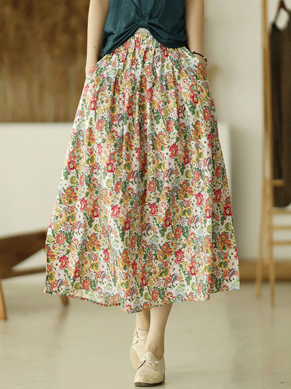 Original Floral Cotton-Blend A-Line Skirt