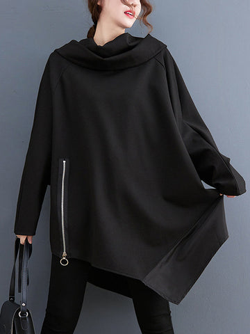 Original Loose Irregular Zipper Long Sleeves Sweatshirt