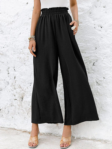 Simple Wide Leg Loose Elasticity Casual Pants Bottoms