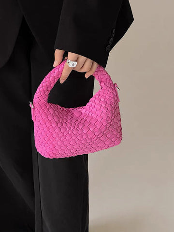 Cute Solid Color Woven Handbags Bags