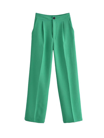 Pleated Split-Joint Loose Straight Leg Trousers Pants