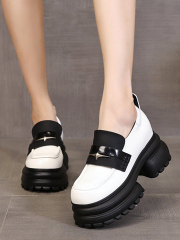 Round-Toe Split-Joint Platform Shoes