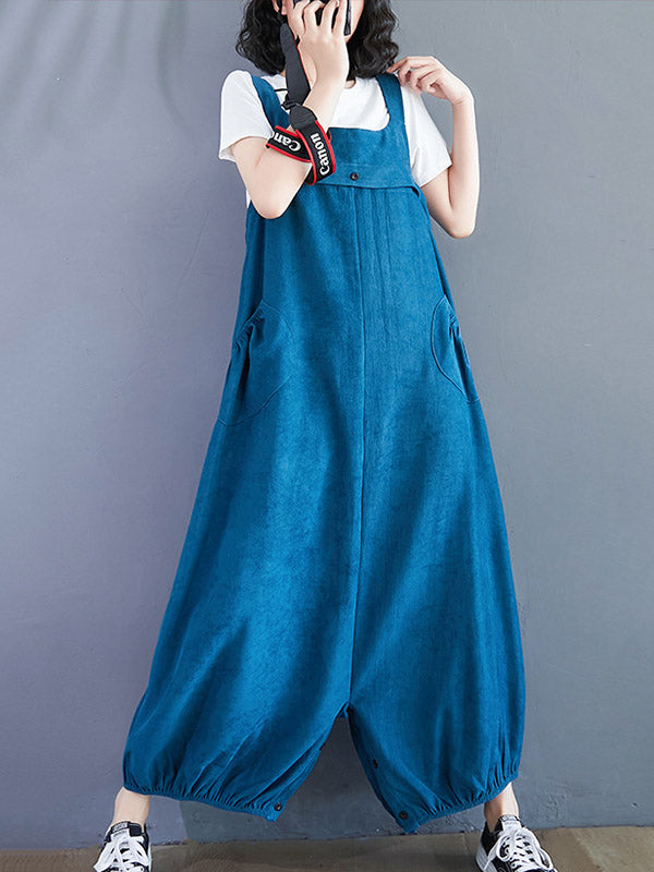 Original With Pocket Solid Color Corduroy Overalls