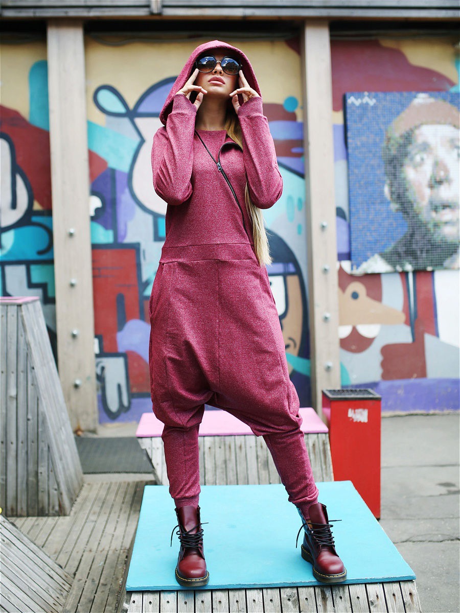 Solid Hooded Zipper Yoga Jumpsuits