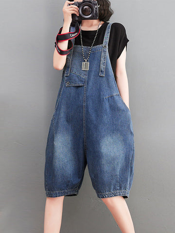 Artistic Retro Loose Sleeveless Split-Joint Overalls