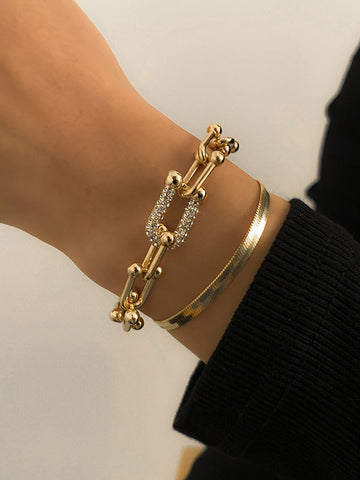 Urban Solid Color Geometric Alloy Bracelet Accessories