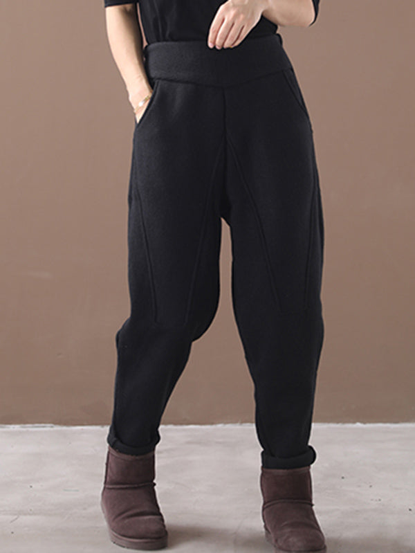 Loose Stitching Velvet Thickening Pants