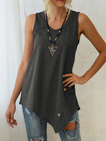 Solid Color Irregularity Loose V-Neck Vest Top