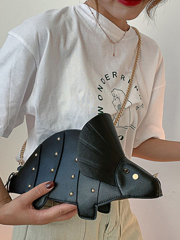 Animal Shape Chains Rivet Zipper Crossbody Bags