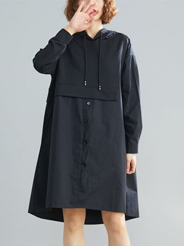 Loose Splicing Asymmetrical Hoodie Dress