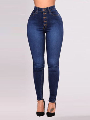 High-Waisted Split-Joint Skinny Leg Jean Pants Bottoms