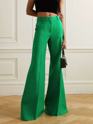 Wide Leg Solid Color Flared Trousers Pants