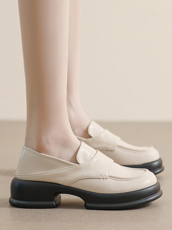 Round-Toe Split-Joint Platform Shoes Loafers